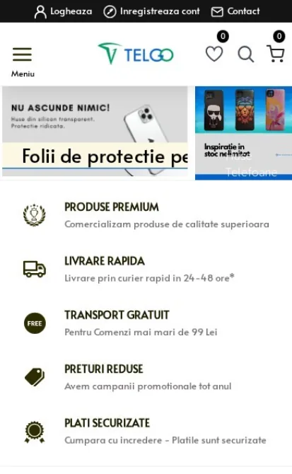 Magazinul telgo.ro pe telefon