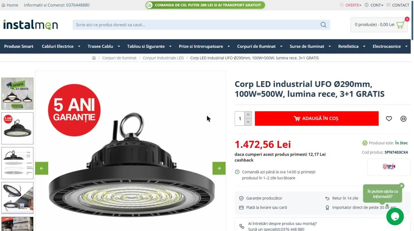 Livrare până la 14:00, cashback, garanții și ajutor la un click.