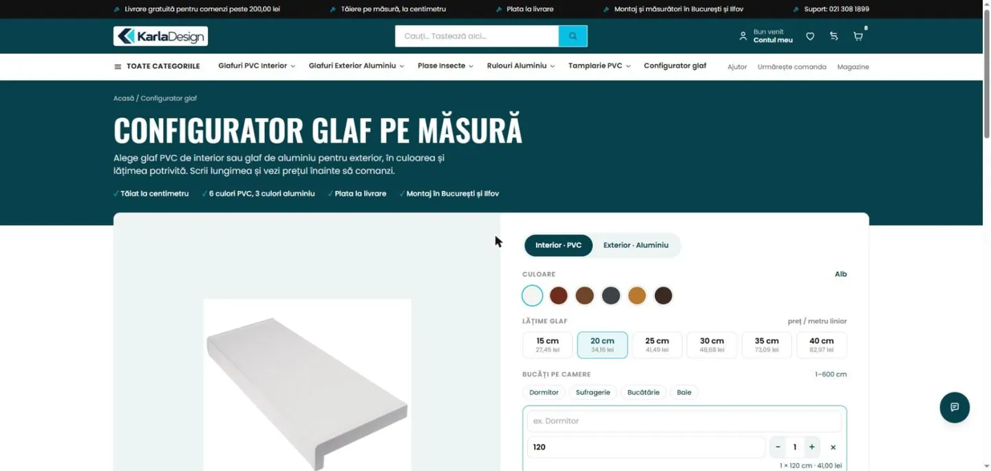 Pentru traficul din Google pe căutări de tip „glaf pe măsură”.