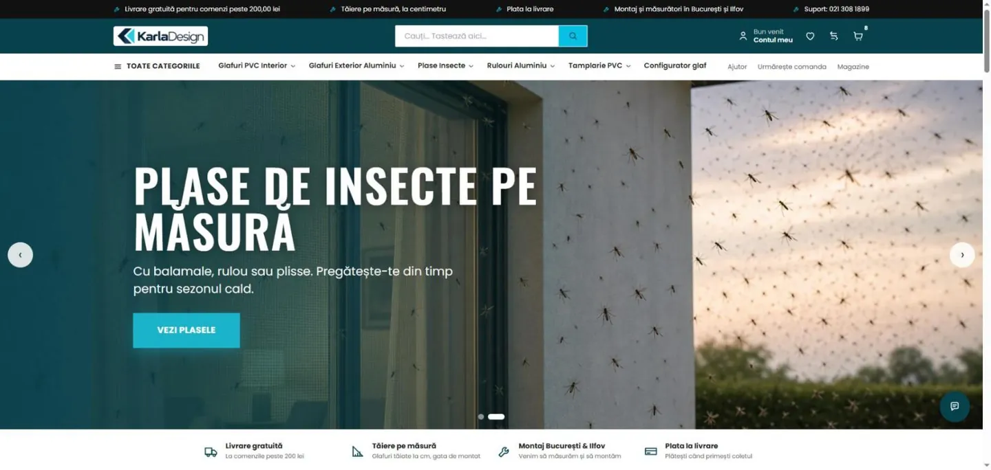 Mesaj sezonier, cu buton direct spre plase.