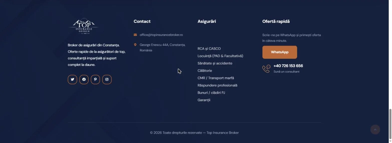 Banda Ai avut un accident cu link spre soluții daune și footer-ul paginii RCA